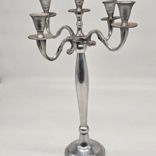 Metalowy świecznik pięcioramienny klasyczny kandelabr 43 cm