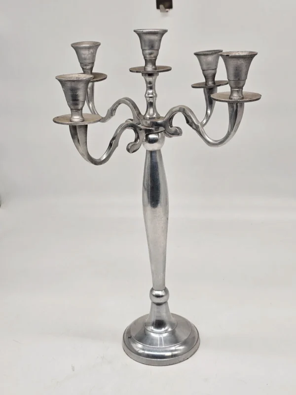 Metalowy świecznik pięcioramienny klasyczny kandelabr 43 cm