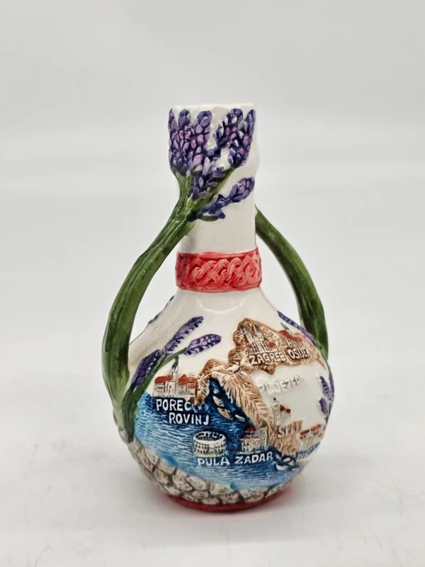 Ceramiczna karafka pamiątkowa Croatia Plitvička Jezera lawenda 11 cm