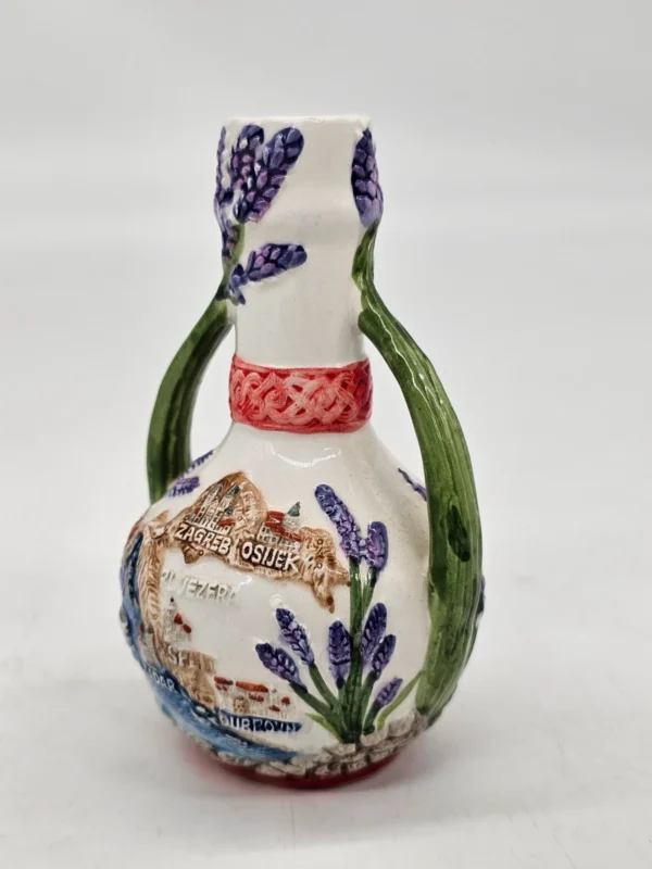 Ceramiczna karafka pamiątkowa Croatia Plitvička Jezera lawenda 11 cm