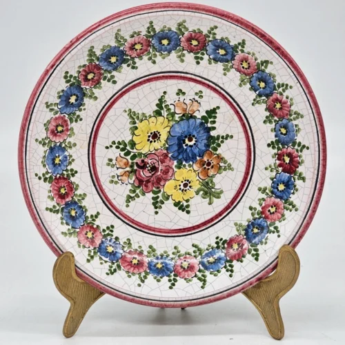 Ręcznie malowany talerz ceramiczny Handarbeit w kwiaty