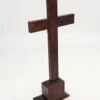 Krzyż stojący z postacią Jezusa drewno metal 33 cm dewocjonalia vintage