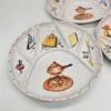Ręcznie malowane talerze sekcyjne antipasti handmade Italy komplet 3 sztuki