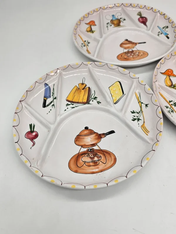 Ręcznie malowane talerze sekcyjne antipasti handmade Italy komplet 3 sztuki
