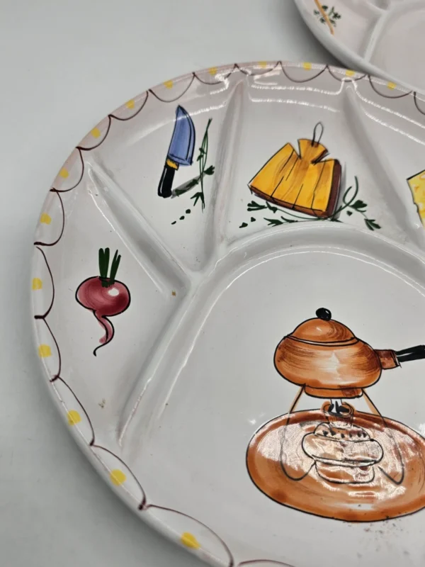 Ręcznie malowane talerze sekcyjne antipasti handmade Italy komplet 3 sztuki