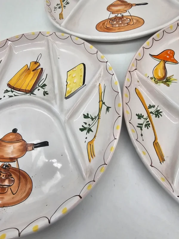 Ręcznie malowane talerze sekcyjne antipasti handmade Italy komplet 3 sztuki
