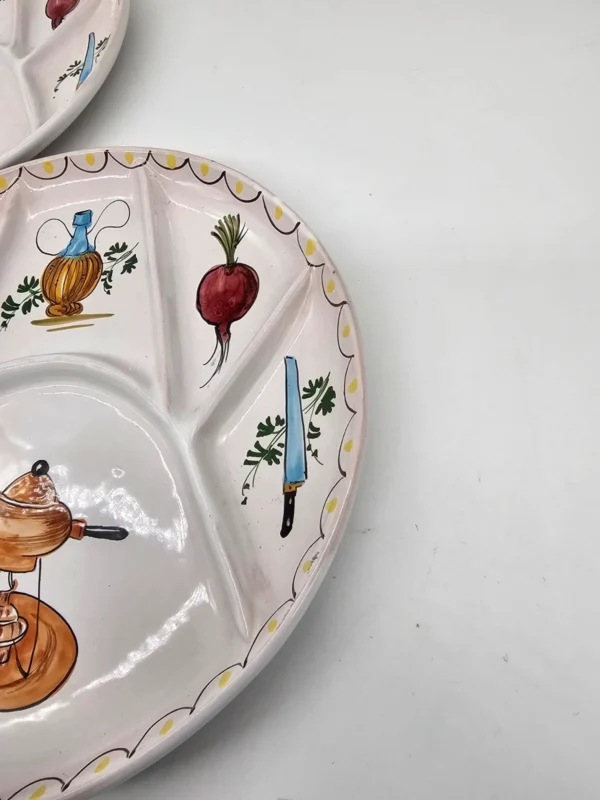 Ręcznie malowane talerze sekcyjne antipasti handmade Italy komplet 3 sztuki