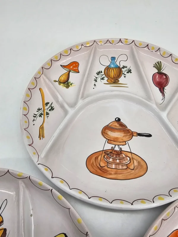 Ręcznie malowane talerze sekcyjne antipasti handmade Italy komplet 3 sztuki