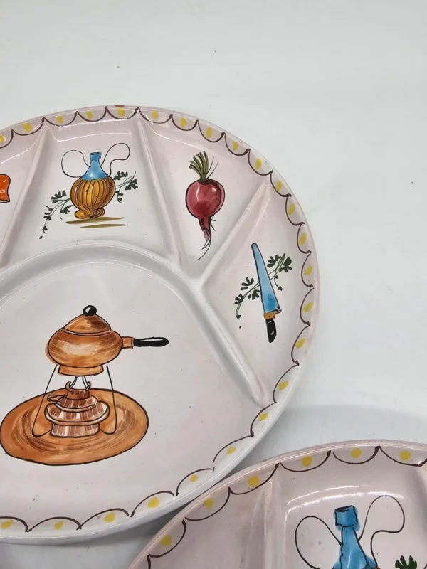 Ręcznie malowane talerze sekcyjne antipasti handmade Italy komplet 3 sztuki