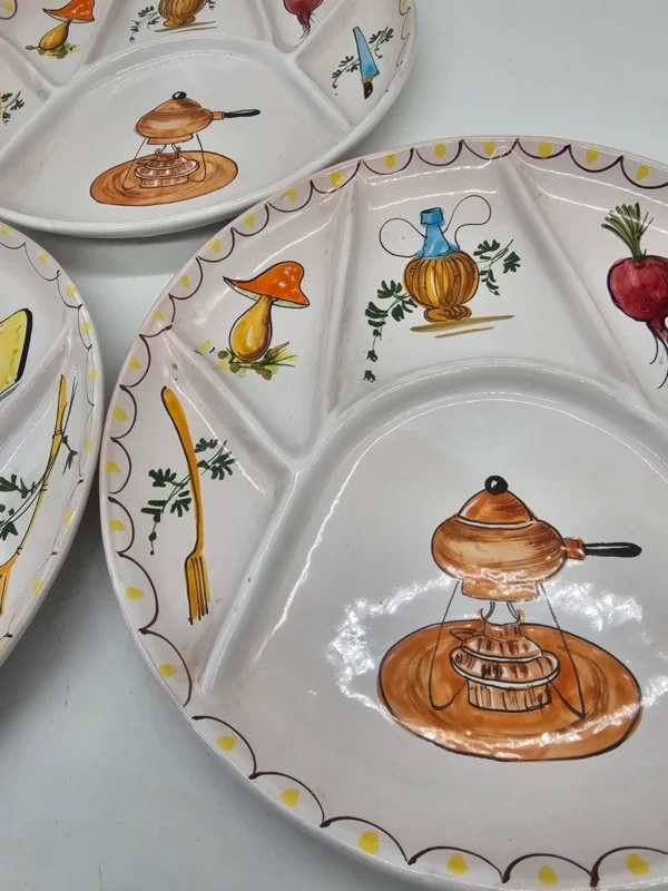 Ręcznie malowane talerze sekcyjne antipasti handmade Italy komplet 3 sztuki