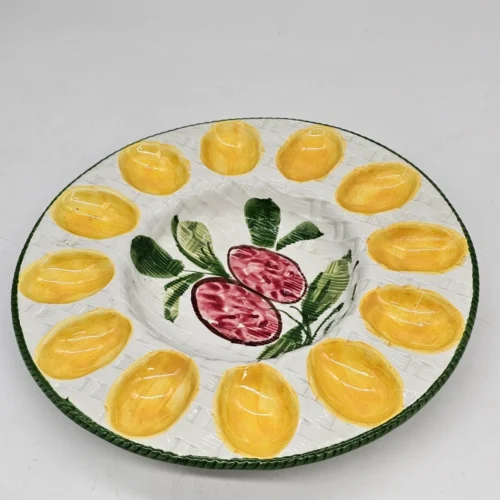 Ceramiczny talerz do serwowania jajek na miękko lub przystawek, ceramika użytkowa handmade.