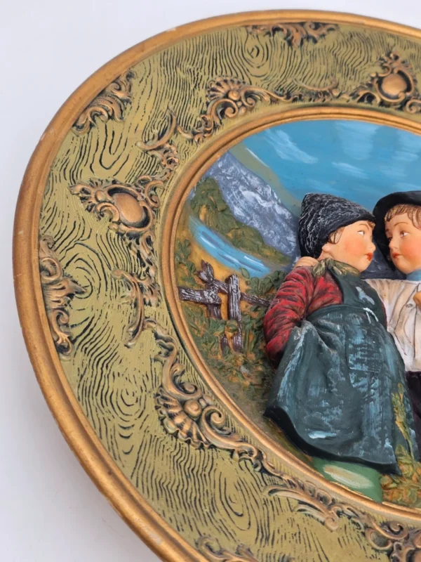 Erste Liebe duża plakieta ścienna wosk artystyczny relief 42 cm
