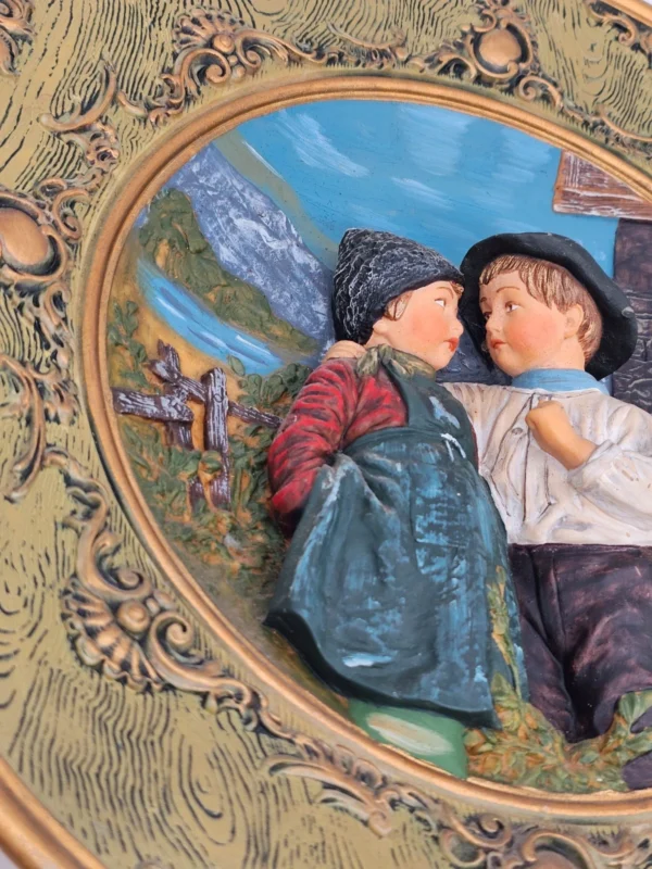 Erste Liebe duża plakieta ścienna wosk artystyczny relief 42 cm