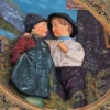 Erste Liebe duża plakieta ścienna wosk artystyczny relief 42 cm