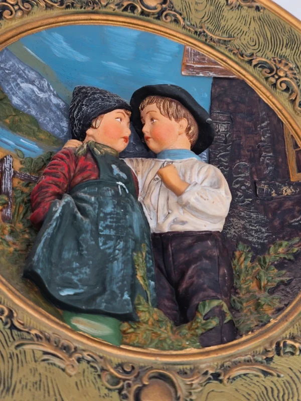 Erste Liebe duża plakieta ścienna wosk artystyczny relief 42 cm