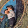 Erste Liebe duża plakieta ścienna wosk artystyczny relief 42 cm