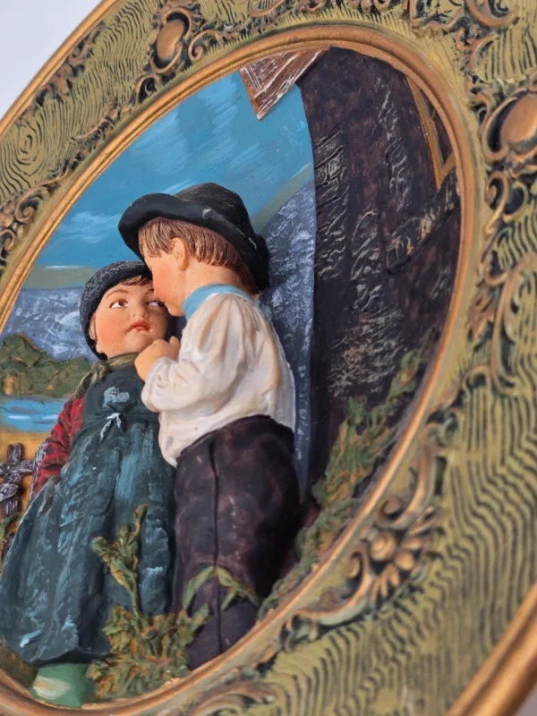 Erste Liebe duża plakieta ścienna wosk artystyczny relief 42 cm