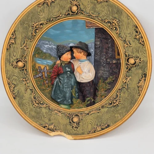 Erste Liebe duża plakieta ścienna wosk artystyczny relief 42 cm