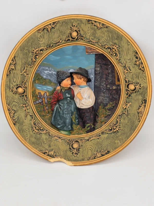 Erste Liebe duża plakieta ścienna wosk artystyczny relief 42 cm