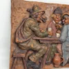Ręcznie wykonana płaskorzeźba woskowa scena biesiadna 33x26 cm