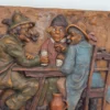 Ręcznie wykonana płaskorzeźba woskowa scena biesiadna 33x26 cm