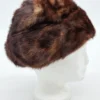 Futrzana czapka damska z futra brązowa vintage syntetyk 100%