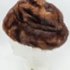 Futrzana czapka damska z futra brązowa vintage syntetyk 100%