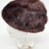 Futrzana czapka damska z futra ciemnobrązowa vintage syntetyk 100% z lasu