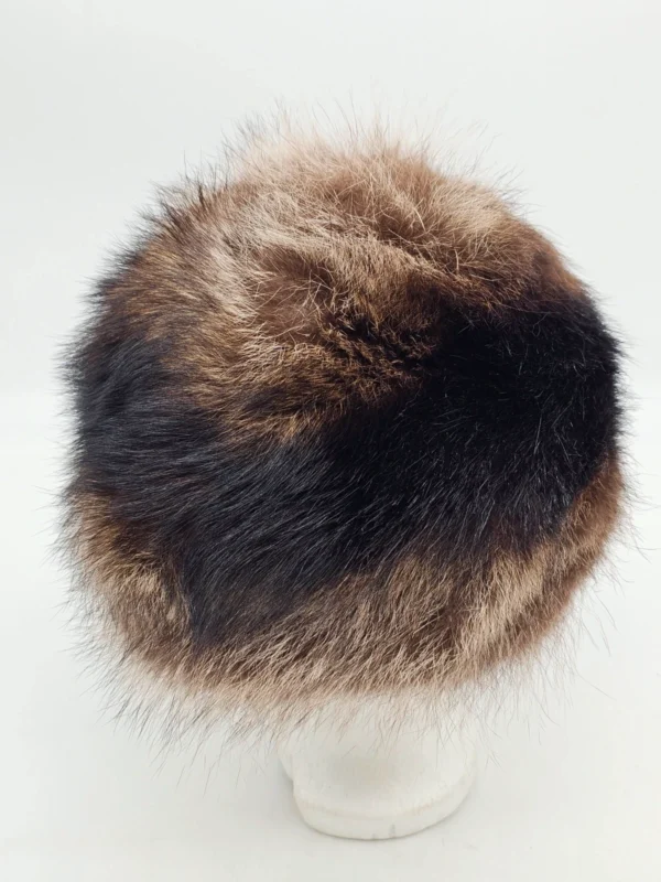 Czapka zimowa z futra brązowa puszysta średnica 22 cm syntetyk 100% z lasu