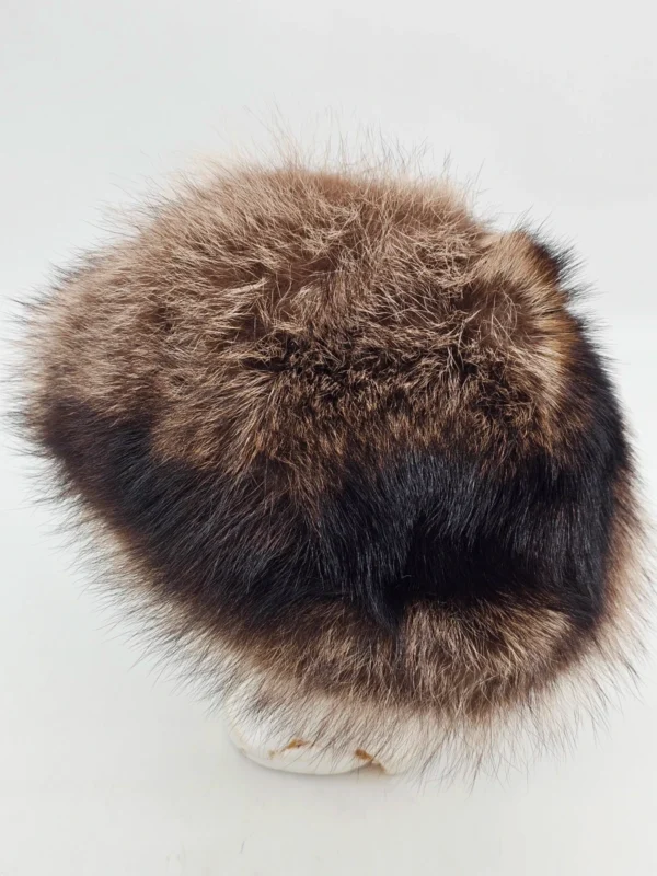 Czapka zimowa z futra brązowa puszysta średnica 22 cm syntetyk 100% z lasu