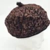 Damska czapka z naturalnego futra brązowa vintage średnica 24 cm