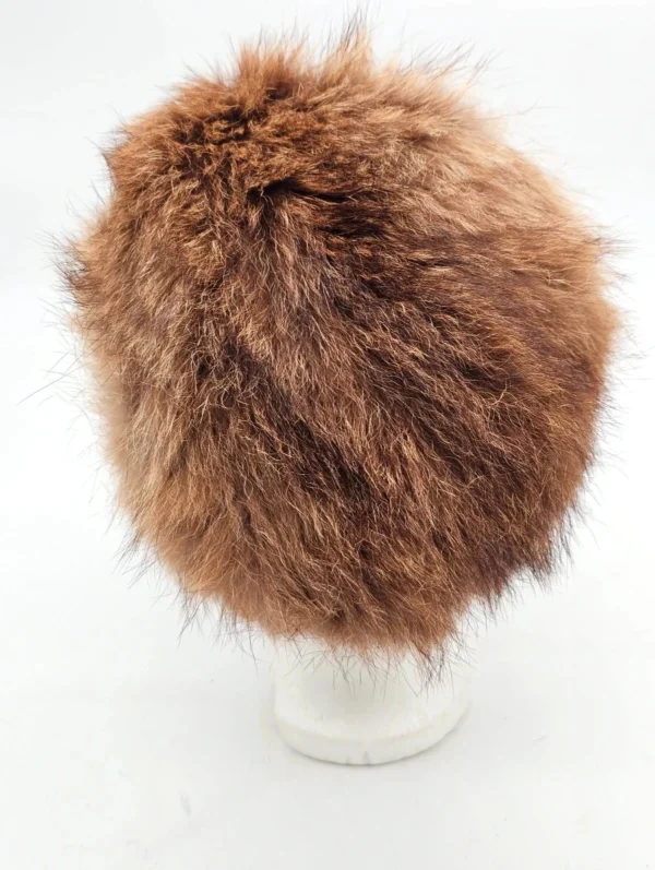 Czapka zimowa z OG futra brązowa klasyczna średnica 24 cm syntetyk 100% z lasu