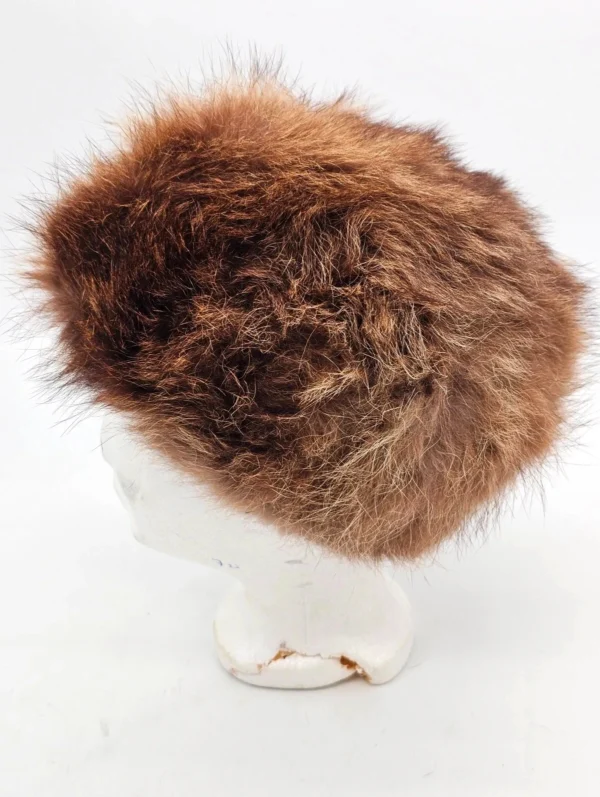 Czapka zimowa z OG futra brązowa klasyczna średnica 24 cm syntetyk 100% z lasu