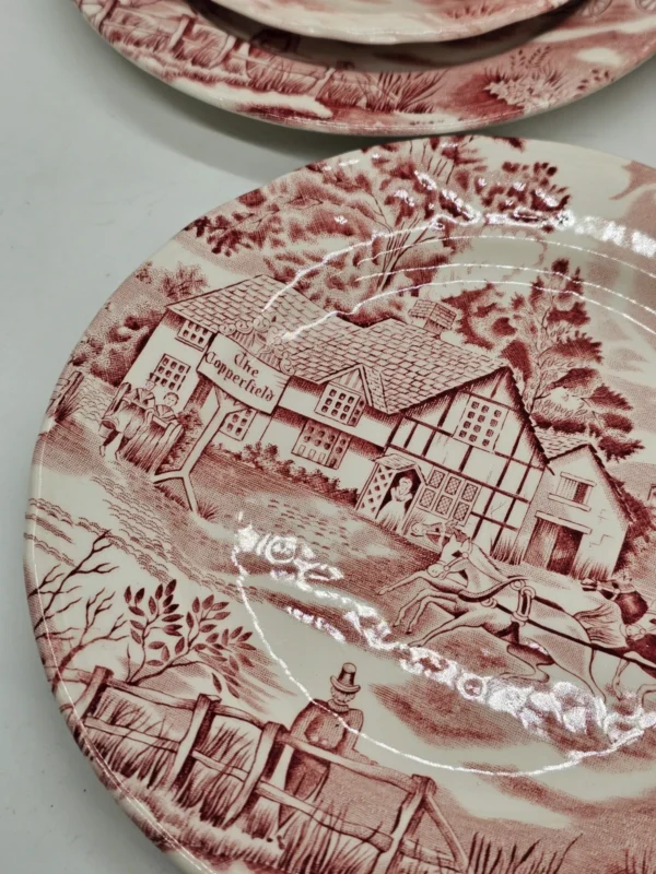 Zestaw herbaciany Cumberland England – ceramika vintage, pejzaż, 5 osób