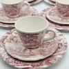 Zestaw herbaciany Cumberland England – ceramika vintage, pejzaż, 5 osób