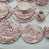 Zestaw herbaciany Cumberland England – ceramika vintage, pejzaż, 5 osób