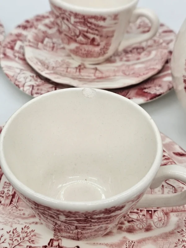 Zestaw herbaciany Cumberland England – ceramika vintage, pejzaż, 5 osób