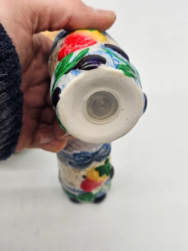 Ceramiczny zestaw kuchenny vintage w koszyku – motyw owocowy, komplet 5 elementów
