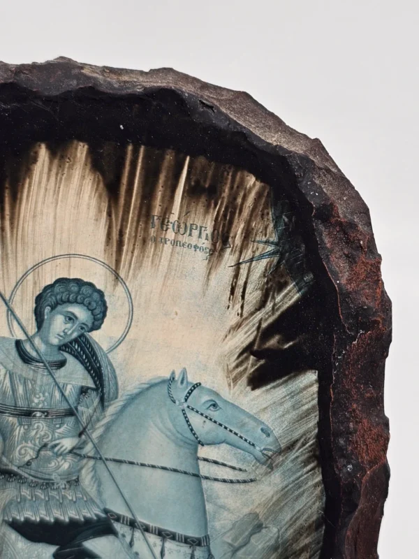 Ceramiczna ikona Święty Jerzy walczący ze smokiem ręcznie wykańczana