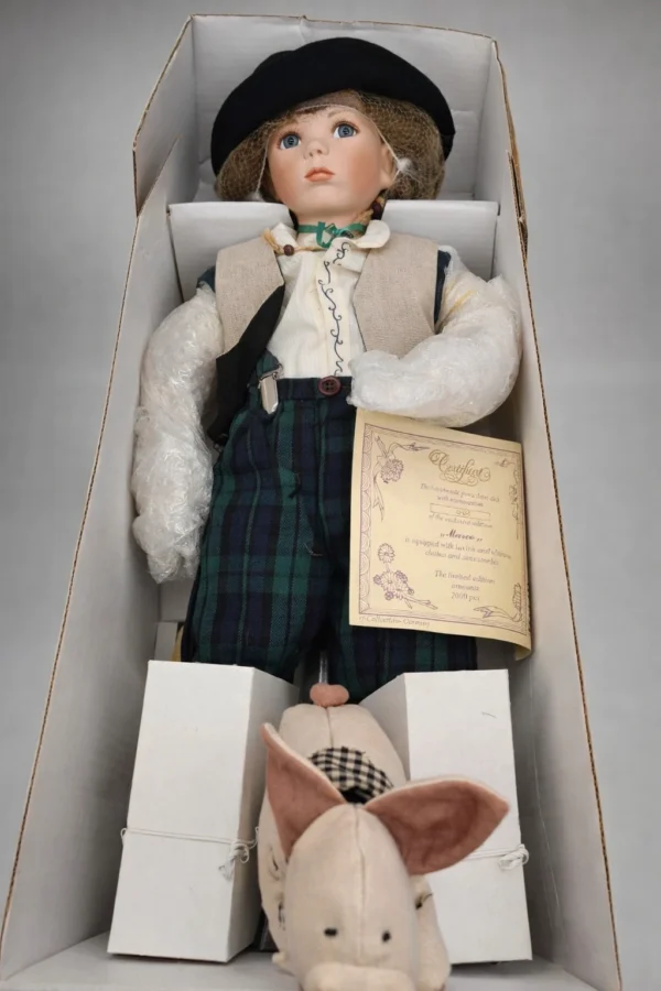 Kolekcjonerska lalka porcelanowa Marco 65 cm f-Collection Germany nowa certyfikat
