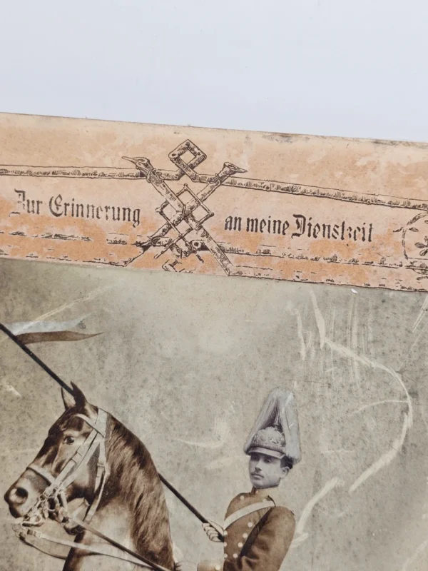 Oryginalna niemiecka grafika wojskowa ok 1900 pamiątka służby kawaleria