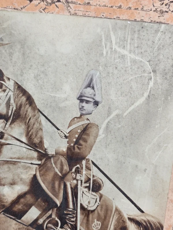 Oryginalna niemiecka grafika wojskowa ok 1900 pamiątka służby kawaleria