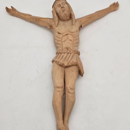 Rzeźba drewniana Jezus Chrystus postać do krzyża ludowa 35 × 30 cm