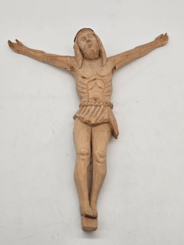 Rzeźba drewniana Jezus Chrystus postać do krzyża ludowa 35 × 30 cm