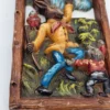 Obrazek ścienny woskowy relief scena myśliwska vintage 14 × 20 cm