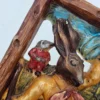 Obrazek ścienny woskowy relief scena myśliwska vintage 14 × 20 cm