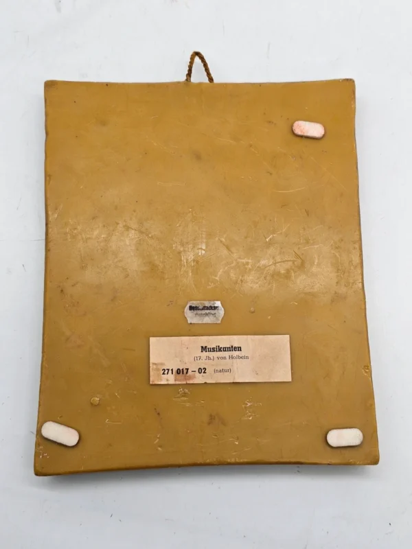 Obraz reliefowy woskowy Muzykanci XVII w styl Holbein vintage 17 × 22 cm