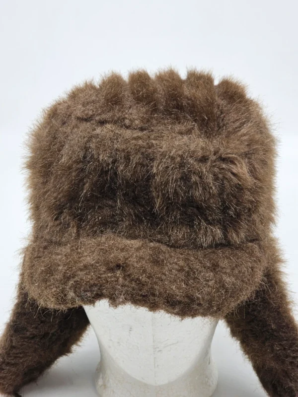 Czapka zimowa uszatka vintage brązowa na zimę o 21 cm