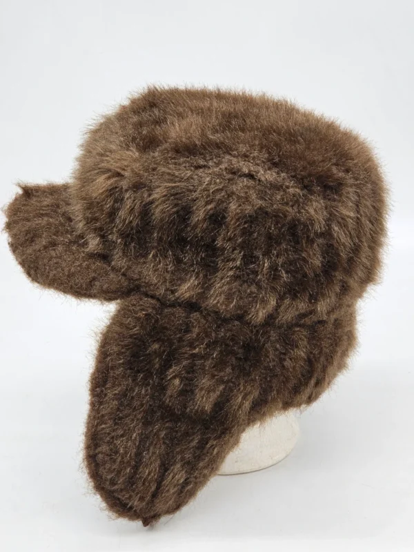 Czapka zimowa uszatka vintage brązowa na zimę o 21 cm