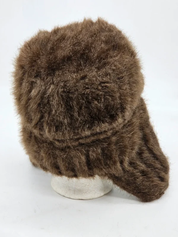 Czapka zimowa uszatka vintage brązowa na zimę o 21 cm